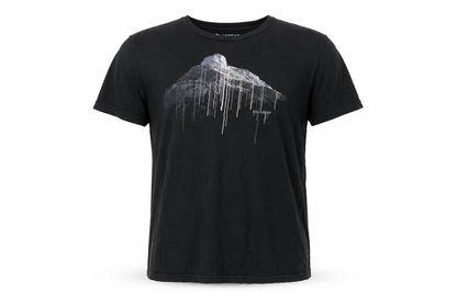 Pull&Bear Men’s Black XL Mountain Graphic Print Crew Neck T-Shirt
