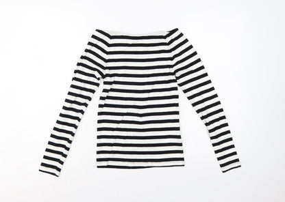 Marks and Spencer Women's Black White Stripe Off Shoulder Top UK 8