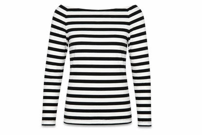 Marks & Spencer Women's Black White Stripe Off Shoulder Top UK 8