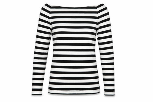 Marks & Spencer Women's Black White Stripe Off Shoulder Top UK 8