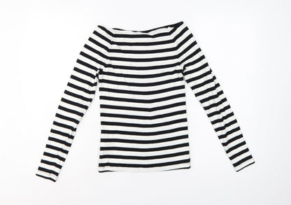Marks and Spencer Women's Black White Stripe Off Shoulder Top UK 8