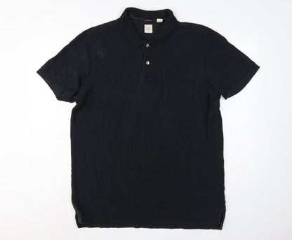 Dockers Men’s Black L Short Sleeve Cotton Polo Shirt Pocket