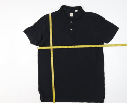 Dockers Men’s Black L Short Sleeve Cotton Polo Shirt Pocket