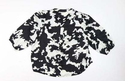 Marks and Spencer Women Black White Animal Print Size 20 Tie Neck Blouse
