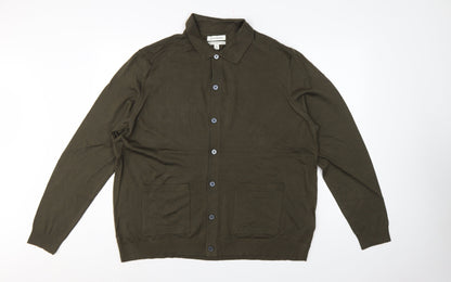 Autograph Men’s Green 2XL Merino Wool Collared Button Cardigan