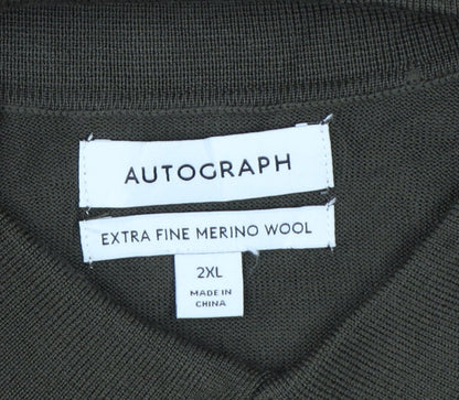 Autograph Men’s Green 2XL Merino Wool Collared Button Cardigan