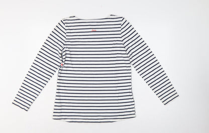 Joules Women Multicoloured UK 10 Floral Stripe Long Sleeve Cotton T-Shirt