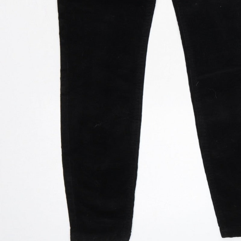 M&S Women’s Black Size 8 Short Corduroy Slim Tapered Trousers