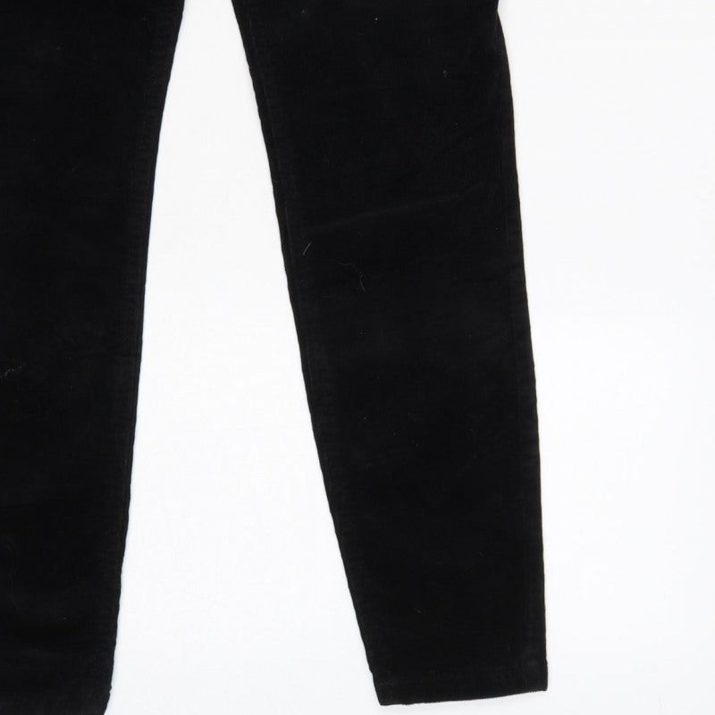 M&S Women’s Black Size 8 Short Corduroy Slim Tapered Trousers