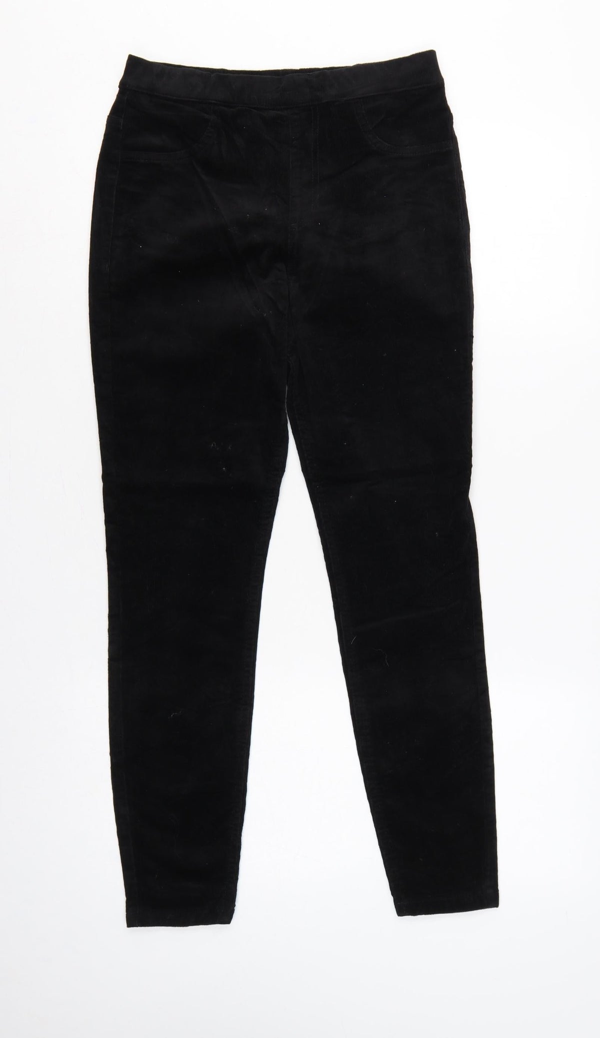 M&S Women’s Black Size 8 Short Corduroy Slim Tapered Trousers