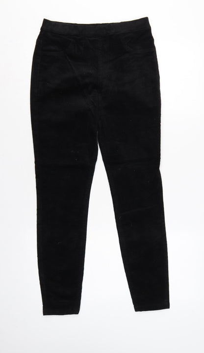 M&S Women’s Black Size 8 Short Corduroy Slim Tapered Trousers