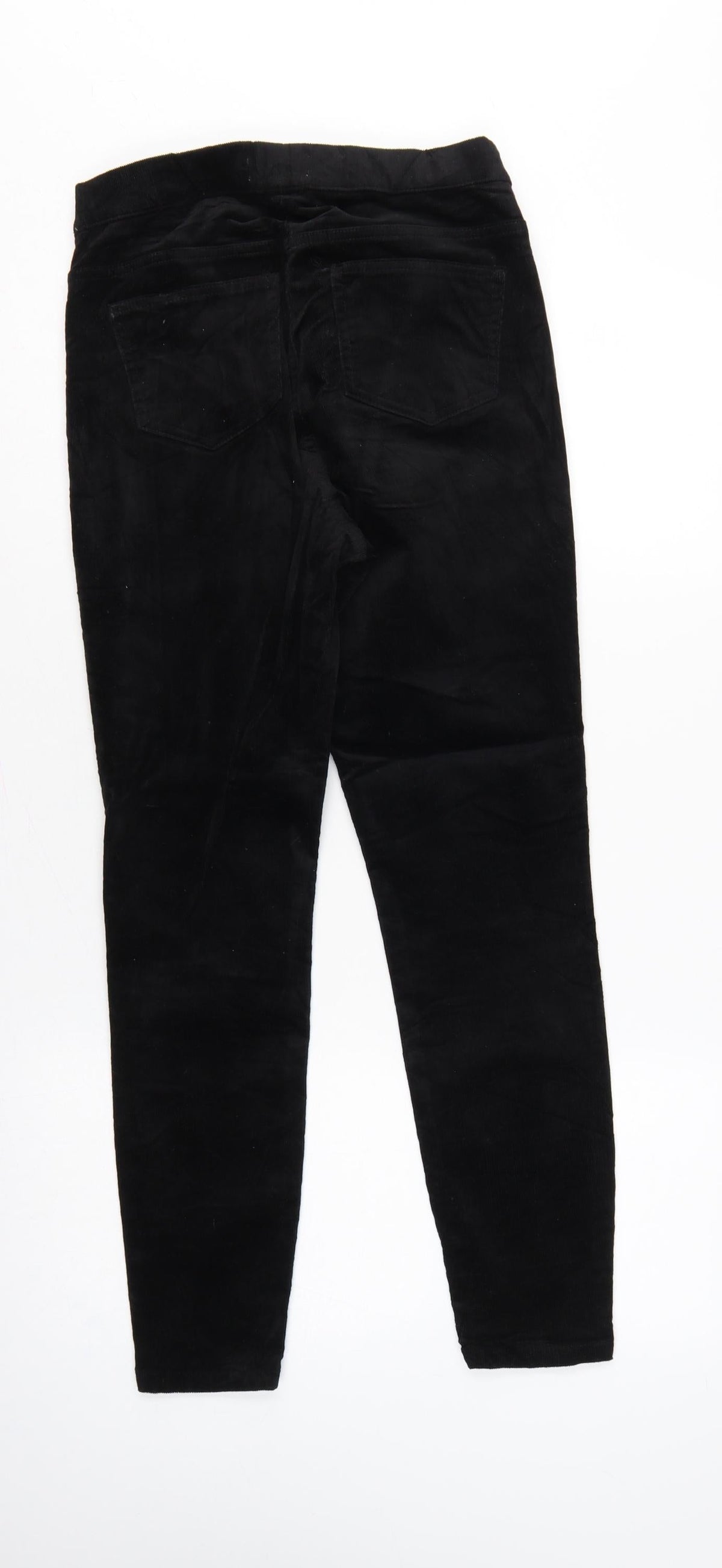 M&S Women’s Black Size 8 Short Corduroy Slim Tapered Trousers