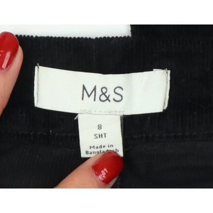 M&S Women’s Black Size 8 Short Corduroy Slim Tapered Trousers