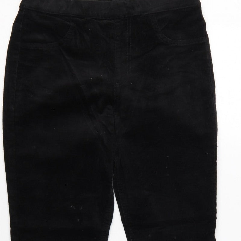 M&S Women’s Black Size 8 Short Corduroy Slim Tapered Trousers