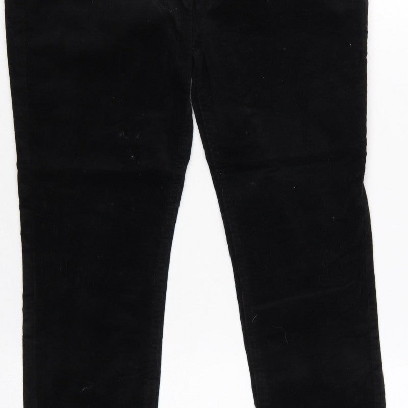 M&S Women’s Black Size 8 Short Corduroy Slim Tapered Trousers