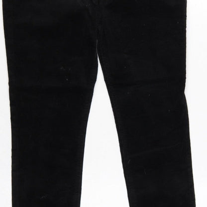 M&S Women’s Black Size 8 Short Corduroy Slim Tapered Trousers