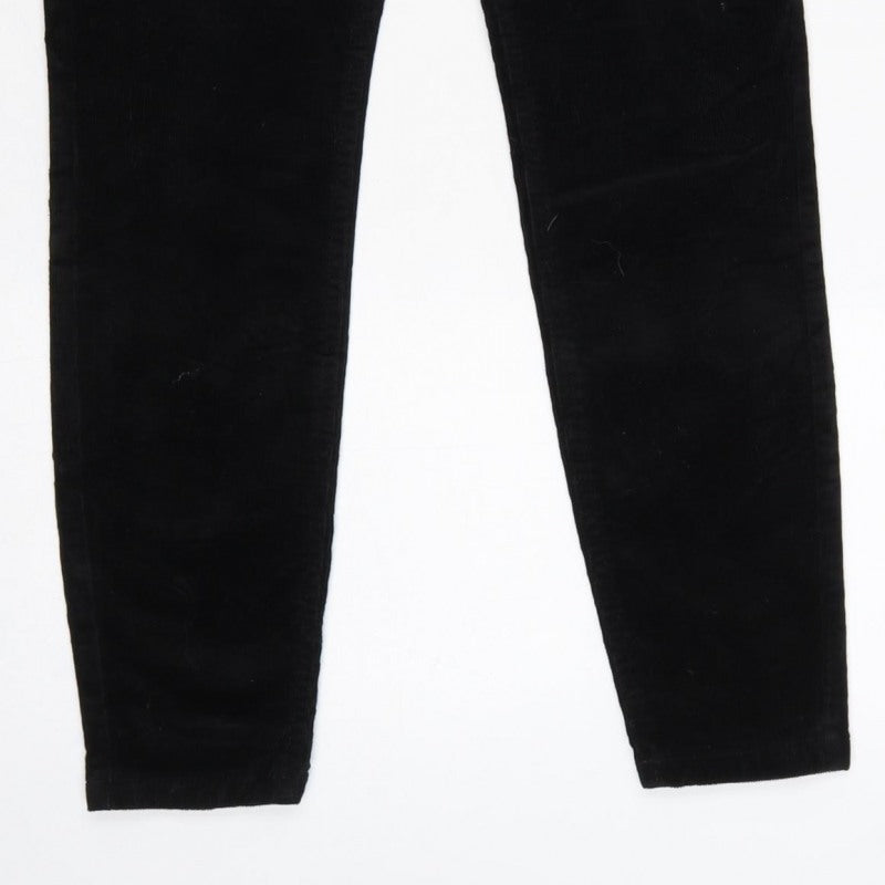 M&S Women’s Black Size 8 Short Corduroy Slim Tapered Trousers
