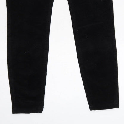 M&S Women’s Black Size 8 Short Corduroy Slim Tapered Trousers