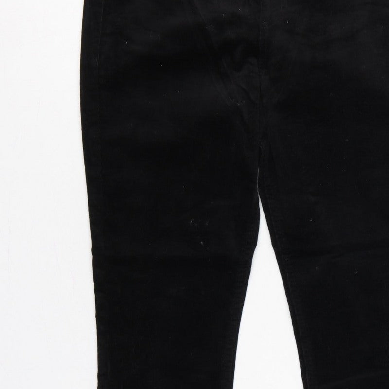 M&S Women’s Black Size 8 Short Corduroy Slim Tapered Trousers