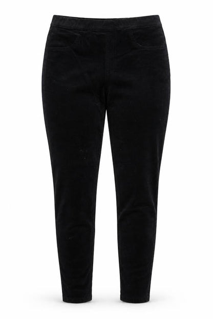 M&S Women’s Black Size 8 Short Corduroy Slim Tapered Trousers