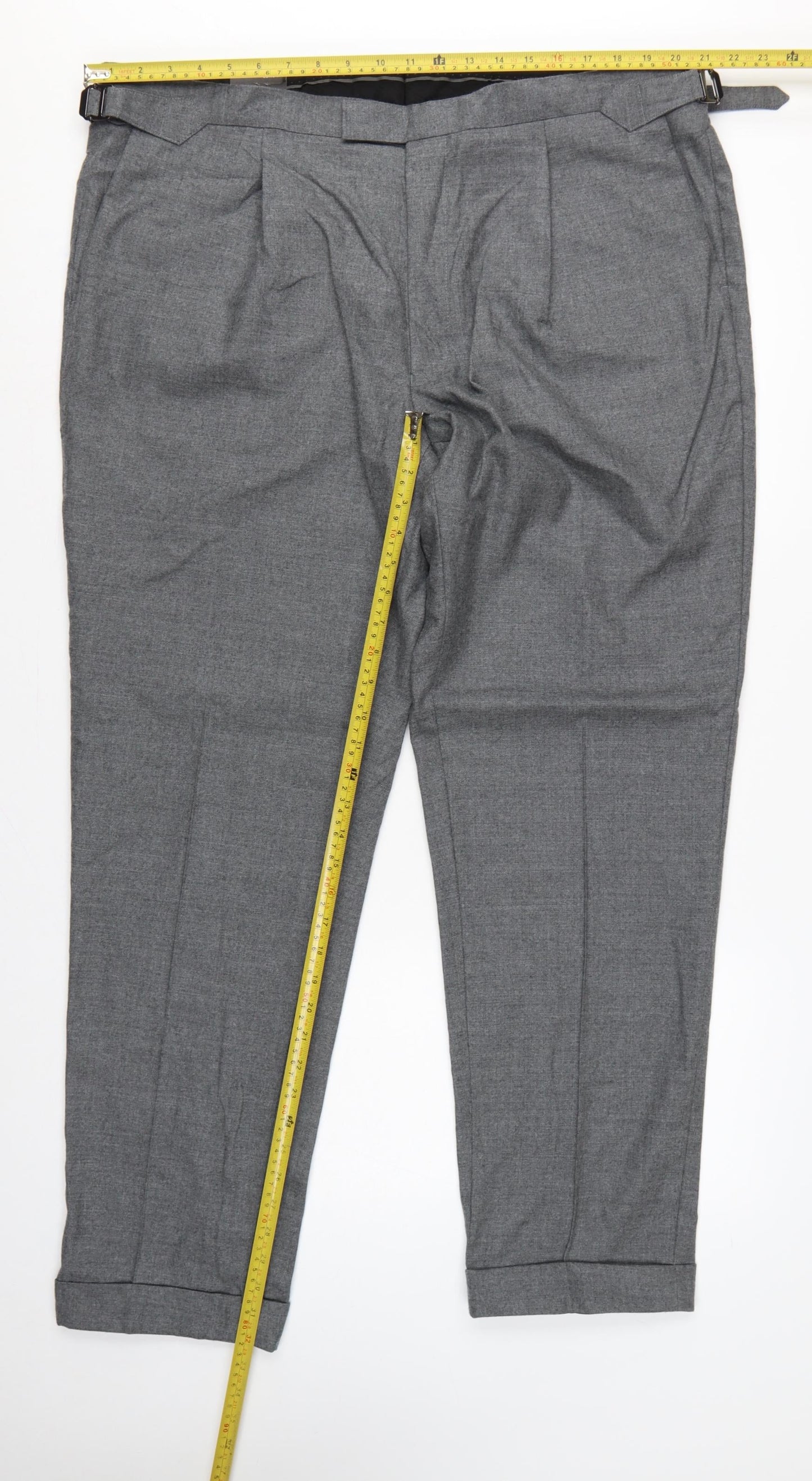Marks and Spencer Men Grey 42 33L Pure Wool Pleated Dress Trousers
