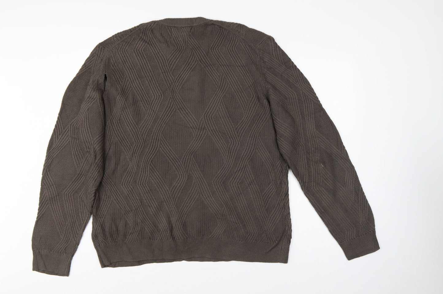Autograph Men’s Brown XL Geometric Cotton Modal Crew Neck Jumper