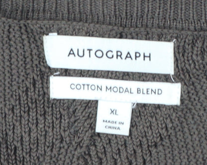 Autograph Men’s Brown XL Geometric Cotton Modal Crew Neck Jumper