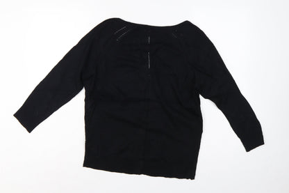 Fat Face Women Black UK 12 V-Neck Cotton Button Cardigan