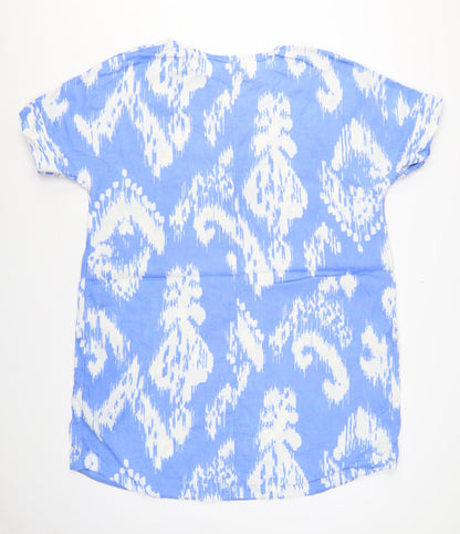 Marks and Spencer Women Blue White Size 16 Linen Shift Mini Dress
