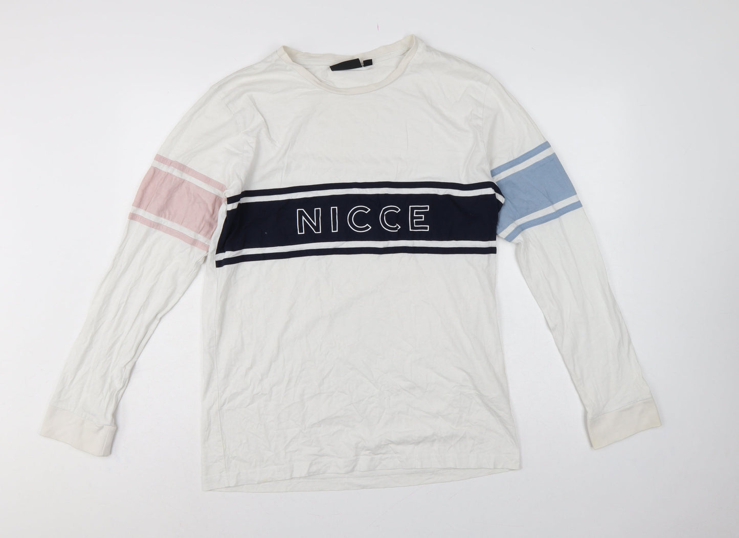 NICCE Men’s White XL Colourblock Logo Long Sleeve T-Shirt