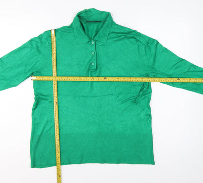JXX Women’s Green L Collared Henley Viscose Knit Jumper