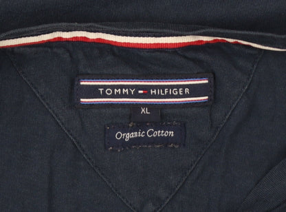 Tommy Hilfiger Men's Blue XL Logo Stripe Crew Neck T-Shirt