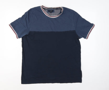 Ted Baker Men Blue XL Colourblock Crew Neck Short Sleeve T-Shirt
