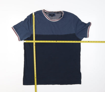 Ted Baker Men Blue XL Colourblock Crew Neck Short Sleeve T-Shirt