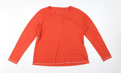 Jack Wolfskin Unisex Orange XL Long Sleeve Henley T-Shirt Pocket