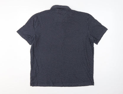 Nautica Men's Blue L Geometric Print Short Sleeve Cotton Polo Shirt