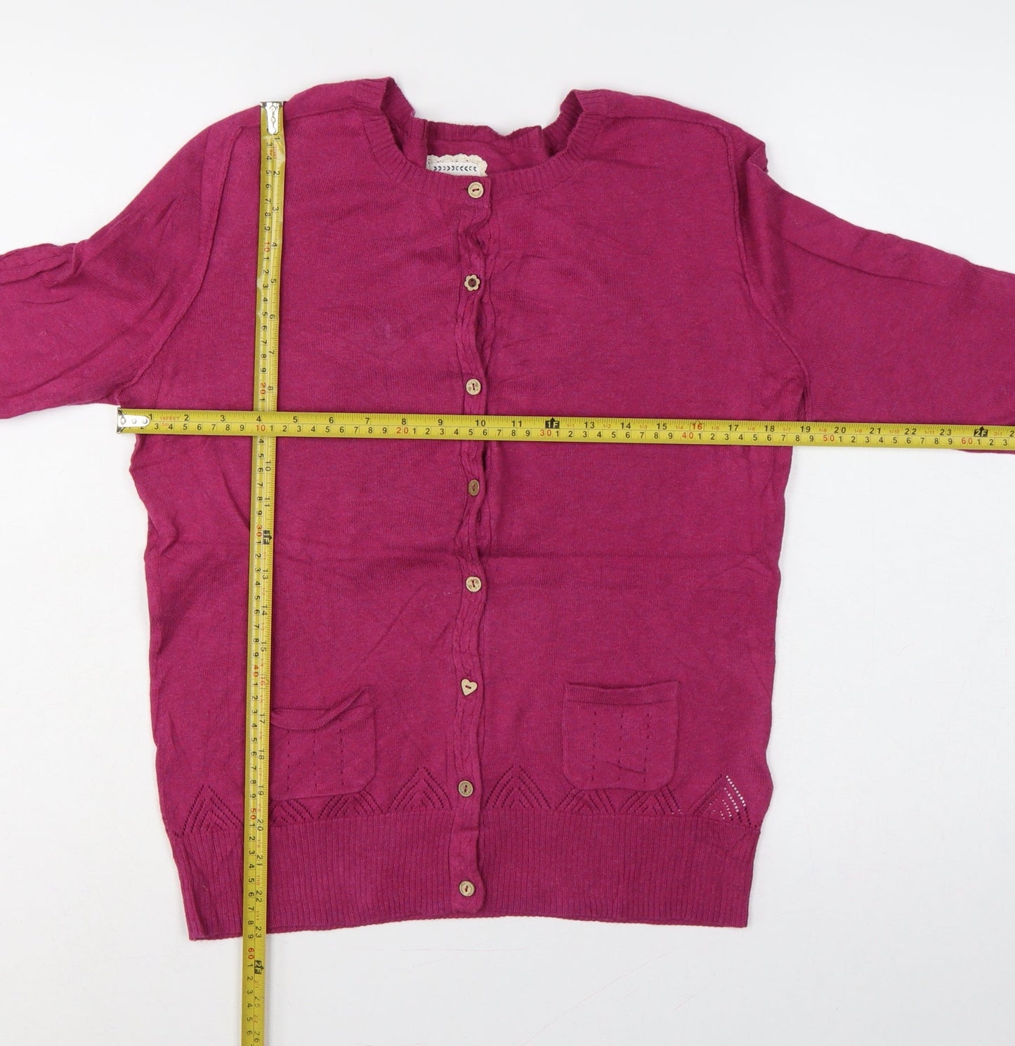 Mantaray Women’s Pink Size 14 Cotton Button Cardigan Pockets Knit