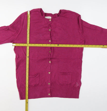 Mantaray Women’s Pink Size 14 Cotton Button Cardigan Pockets Knit