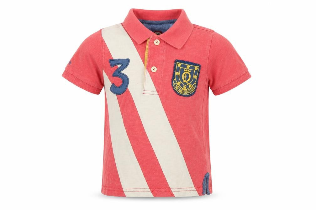 Tom Joule Boys Red 4 Years Striped Logo Crest Short Sleeve Polo Shirt