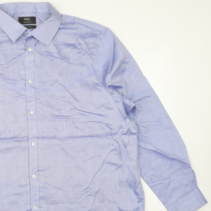 Marks and Spencer Men Blue 19 Regular Fit Non-Iron Formal Shirt