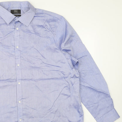 Marks and Spencer Men Blue 19 Regular Fit Non-Iron Formal Shirt