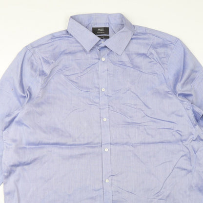 Marks and Spencer Men Blue 19 Regular Fit Non-Iron Formal Shirt