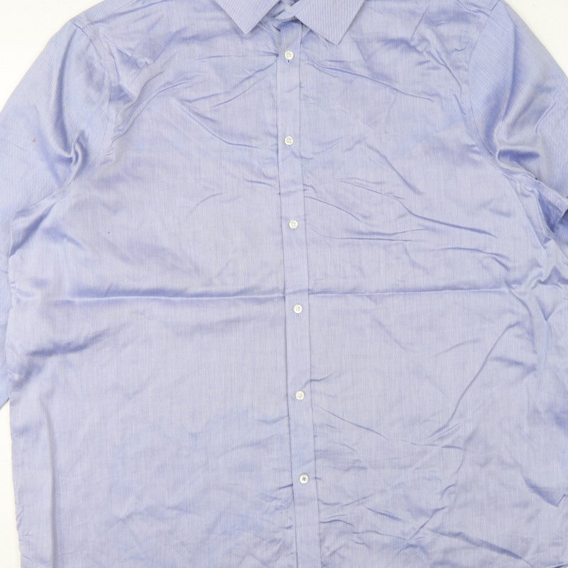 Marks and Spencer Men Blue 19 Regular Fit Non-Iron Formal Shirt