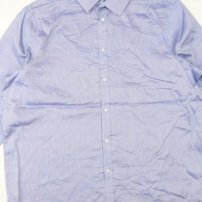 Marks and Spencer Men Blue 19 Regular Fit Non-Iron Formal Shirt