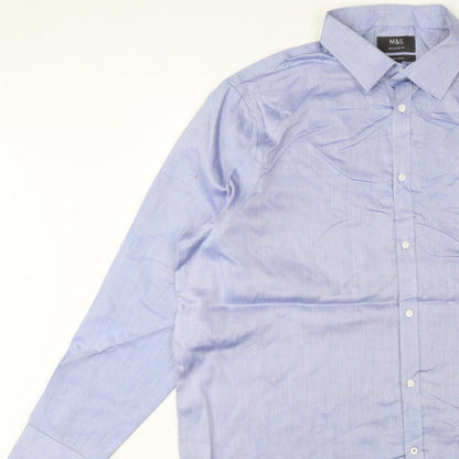 Marks and Spencer Men Blue 19 Regular Fit Non-Iron Formal Shirt