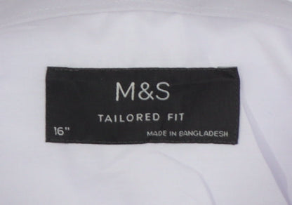Marks & Spencer Men’s White 16 Tailored Fit Long Sleeve Formal Shirt