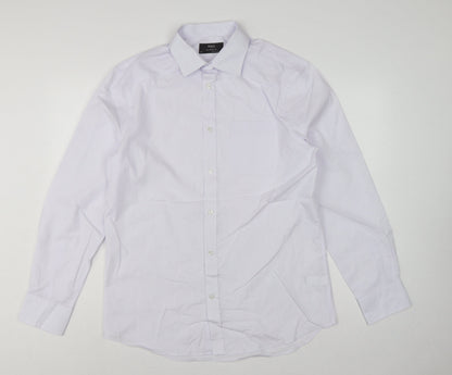 Marks & Spencer Men's White 16 Regular Long Sleeve Dress Shirt