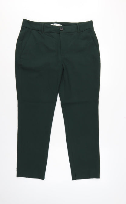 Zara Women’s Green L Slim Tapered Tailored Dress Trousers