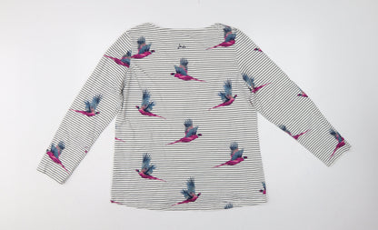 Joules Women’s White Stripe Pheasant Jersey Long Sleeve T-Shirt UK 16