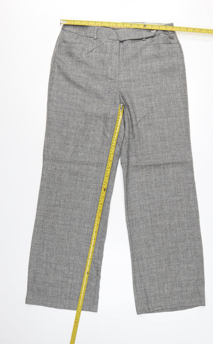 Per Una Women Grey Check Wool Blend Tailored Trousers UK 12
